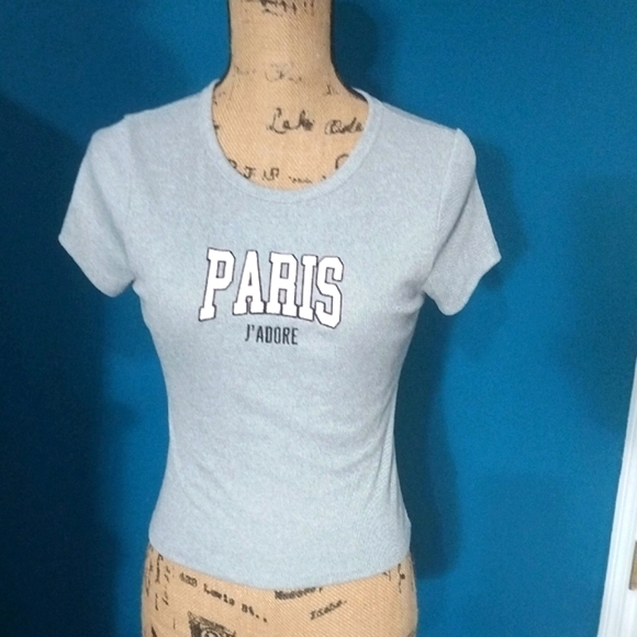orange kiss Tops - Paris J' Adore Grey T-shirt By Orange Kiss 💋